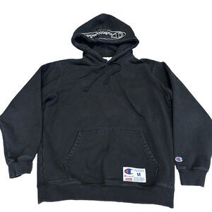Supreme x Champion Hooded Sweatshirt Black Men's Size Medium - Cotton Poly